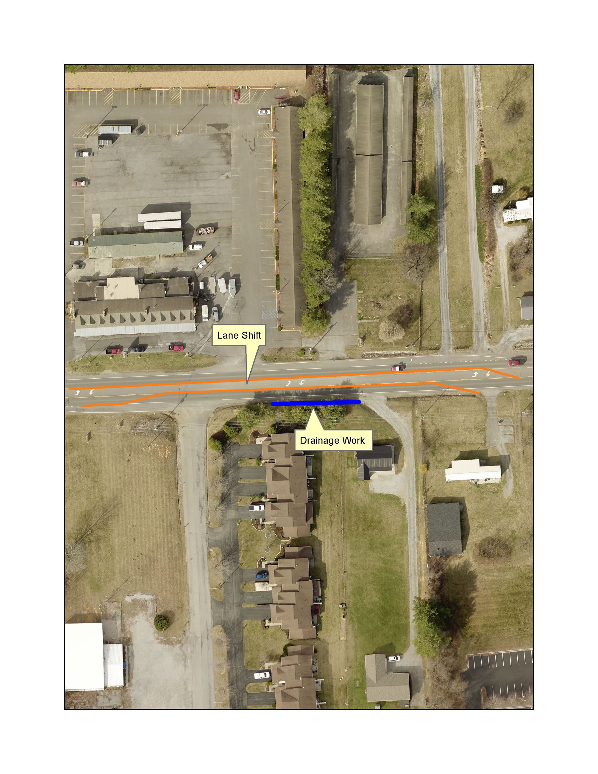 2825 Roanoke St. - Map of lane shift