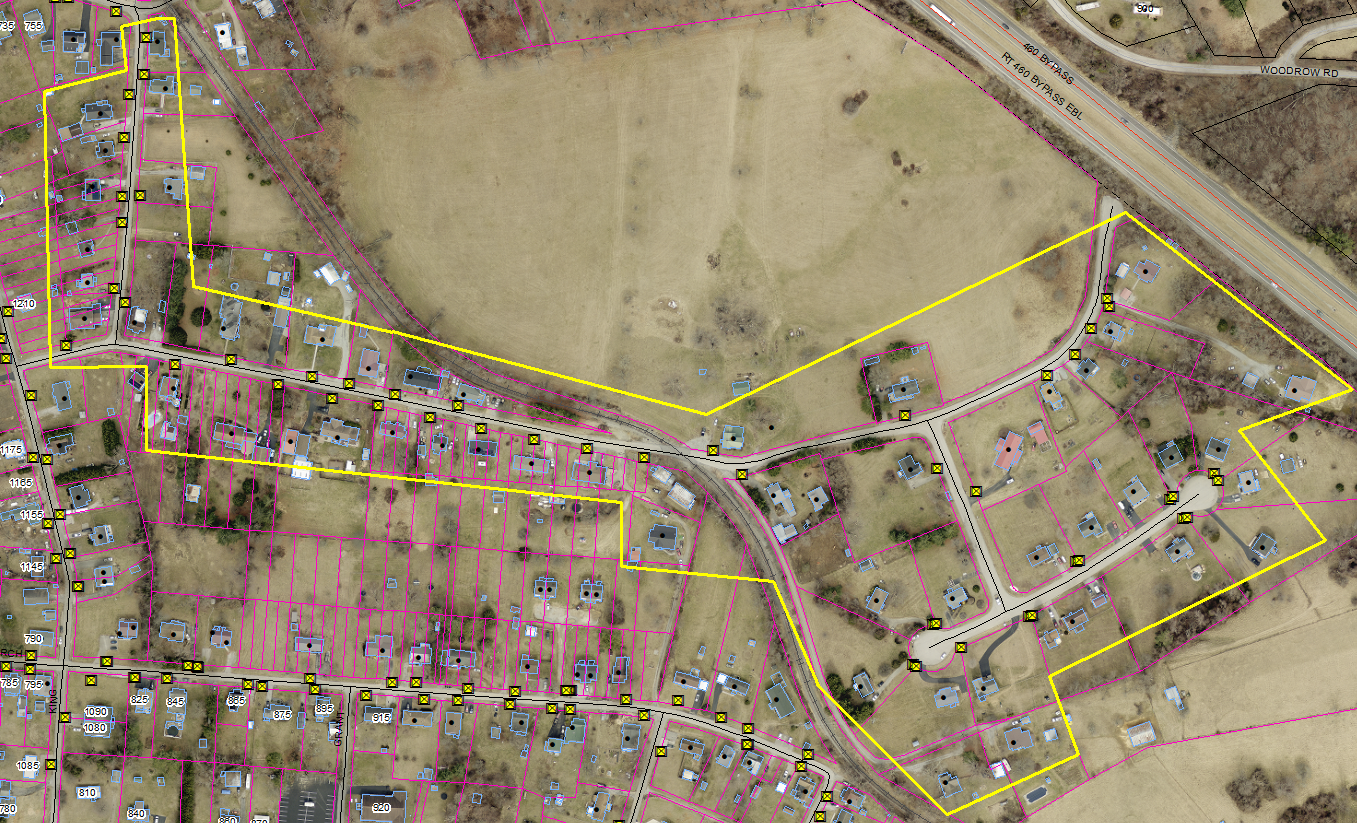 Map showing affected areas due to hydrant shutoff