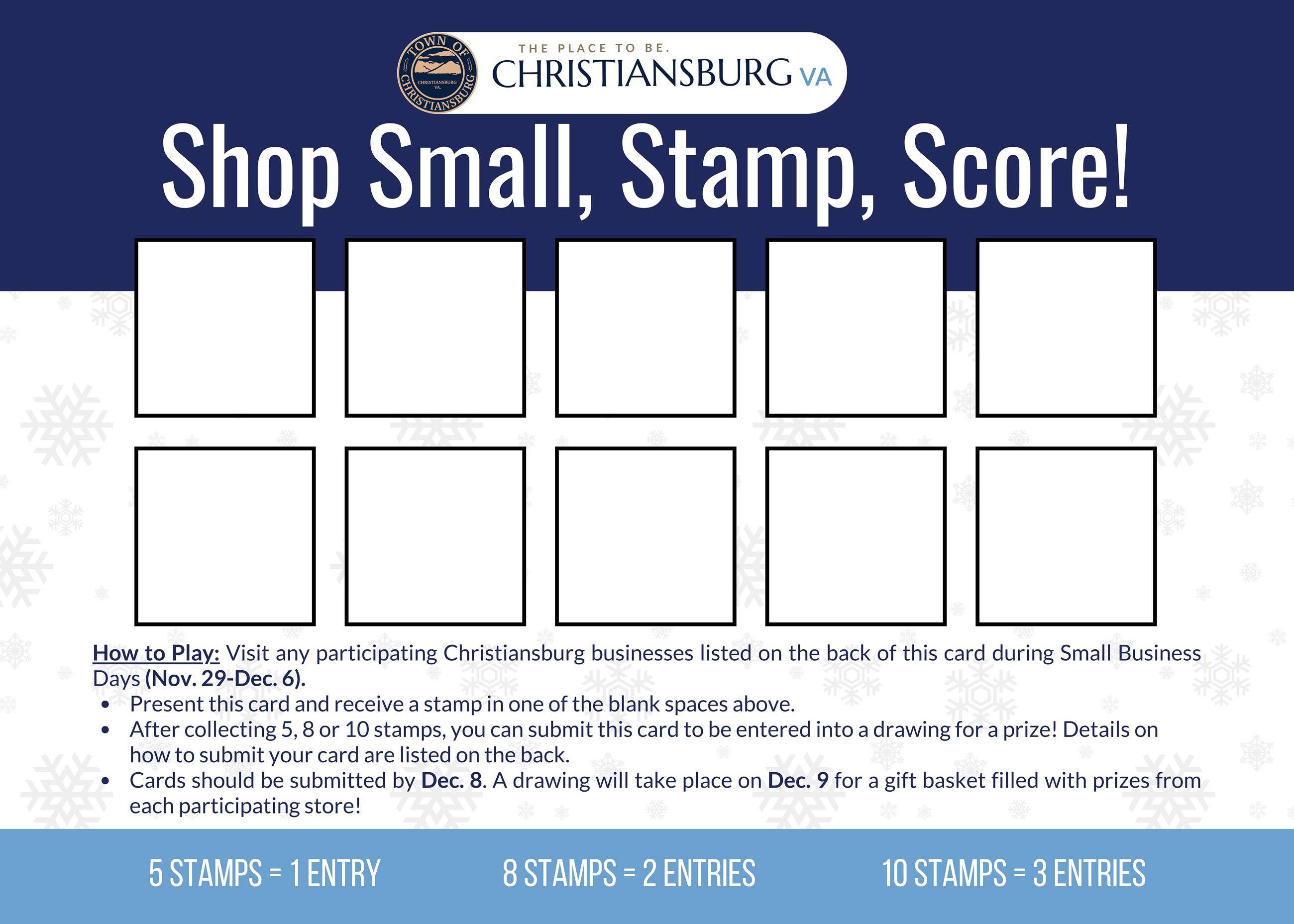 Shop Small Stamp Score card (front side)