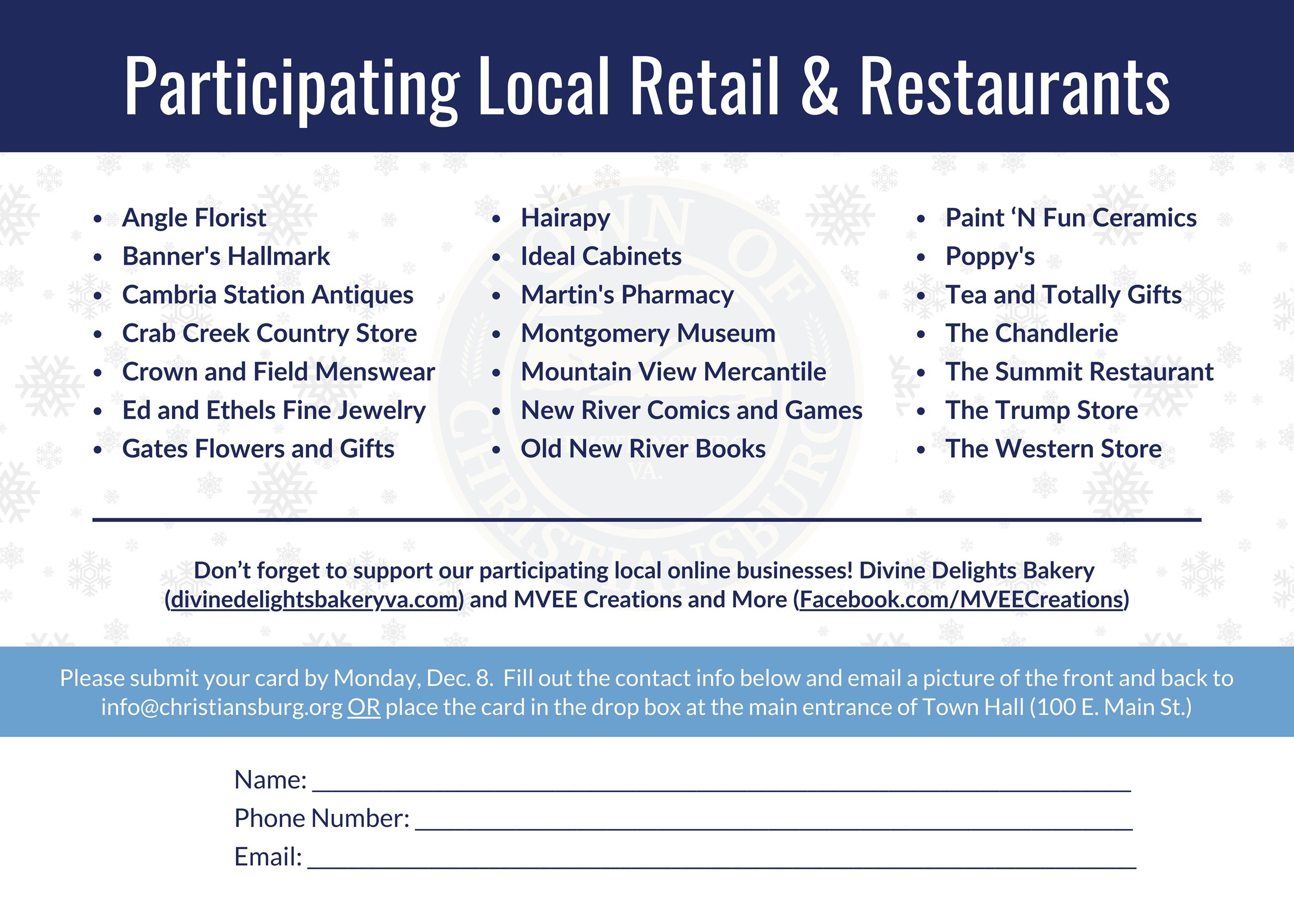 Shop Small Stamp Score card (back side)